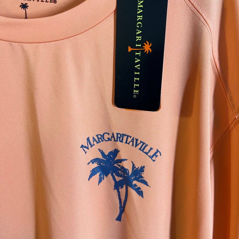 Margaritaville Peach Rash Guard with Blue Logo